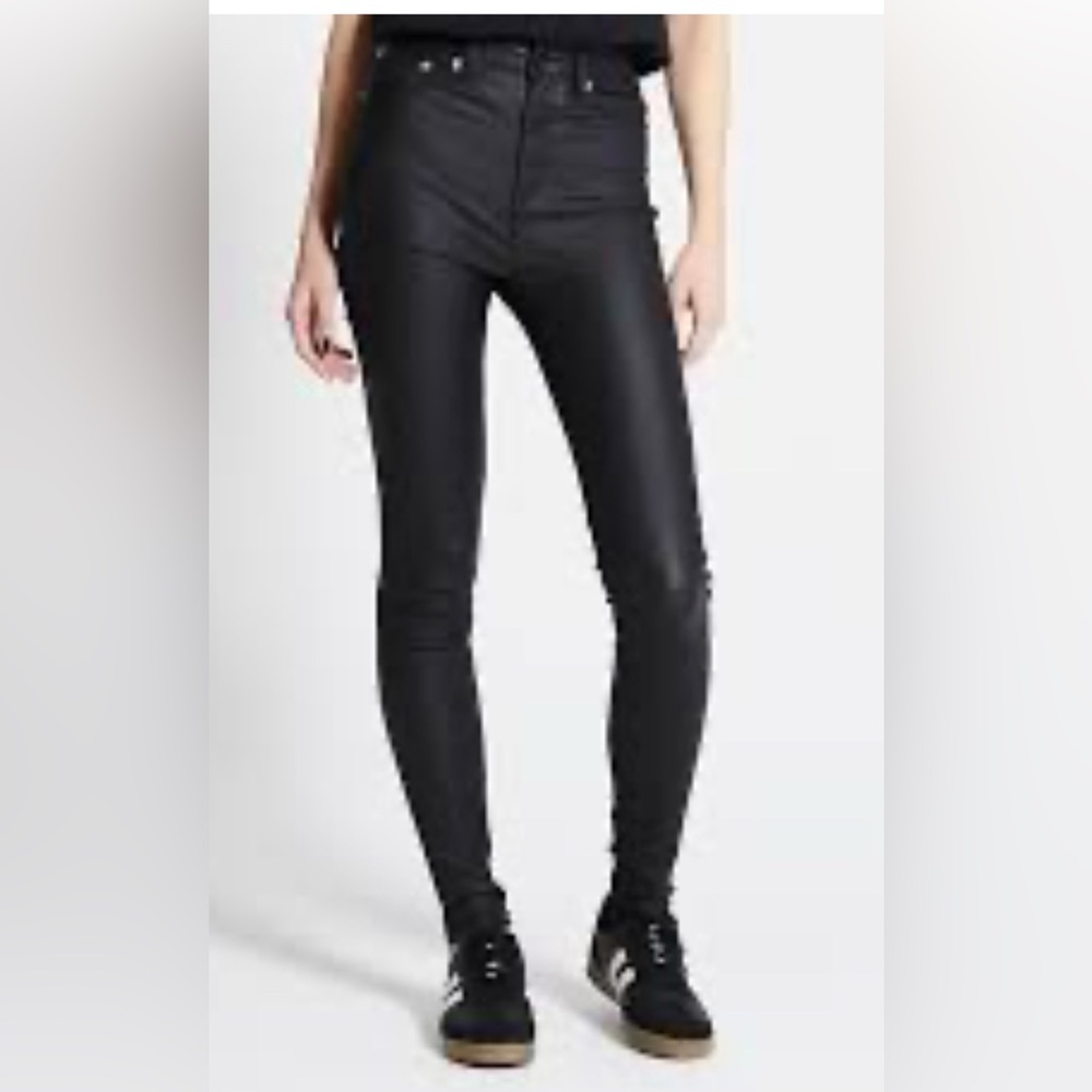 LAGER 157 BLACK COATED HIGH WAISTED STRETCH JEGGINGS SIZE MEDIUM
